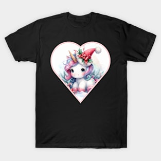 Christmas Unicorn Heart T-Shirt